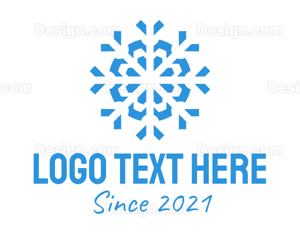 Blue Cooling Ice Snowflake Logo