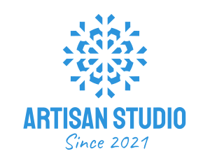 Blue Cooling Ice Snowflake  logo design