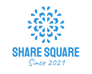 Blue Cooling Ice Snowflake  logo design