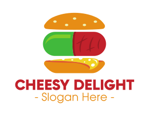 Hamburger Sandwich Pill logo design