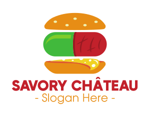 Hamburger Sandwich Pill logo design