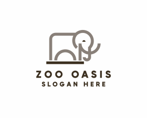 Geometric Wild Elephant Zoo logo design