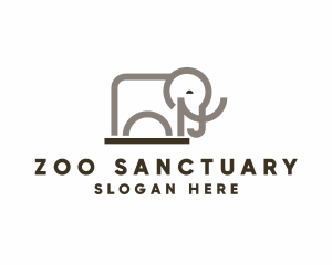 Geometric Wild Elephant Zoo logo design