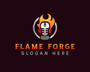 Flame Podcast Mic logo design