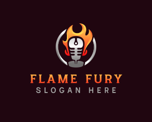 Flame Podcast Mic logo design