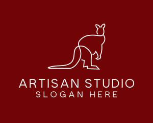 Wild Kangaroo Line Art logo design