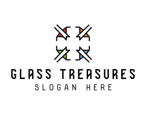 Elegant Stained Glass Cross logo
