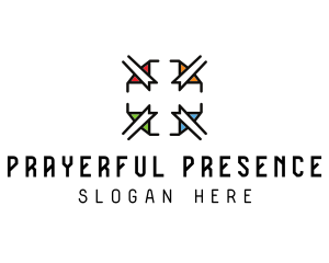 Elegant Stained Glass Cross logo design