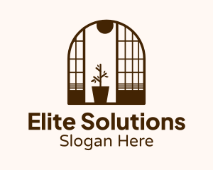 Wooden Window Plant Logo