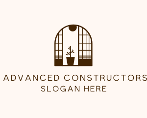 Wooden Window Plant logo design