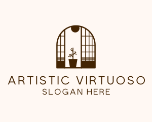 Wooden Window Plant logo design