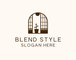 Wooden Window Plant logo design