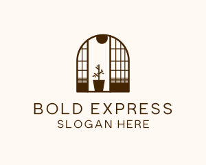 Wooden Window Plant logo design