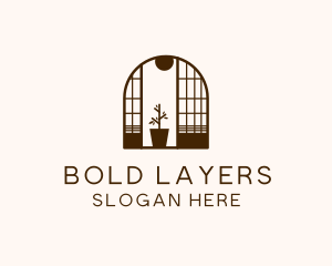 Wooden Window Plant logo design