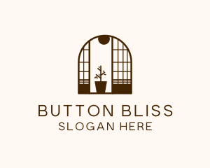 Wooden Window Plant logo design