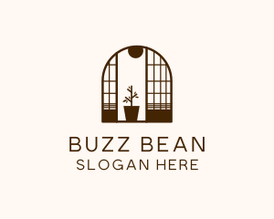 Wooden Window Plant logo design