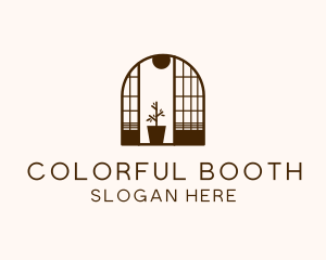 Wooden Window Plant logo design