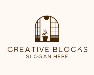 Wooden Window Plant logo design