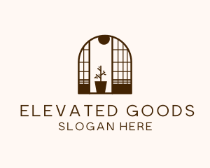 Wooden Window Plant logo design