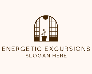 Wooden Window Plant logo design