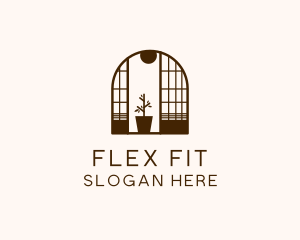 Wooden Window Plant logo design