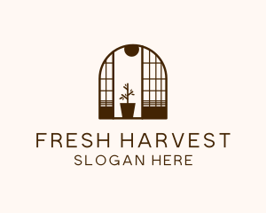 Wooden Window Plant logo design