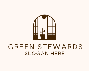 Wooden Window Plant logo design