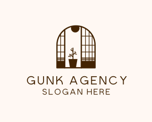 Wooden Window Plant logo design