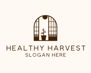 Wooden Window Plant logo design