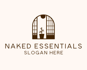 Wooden Window Plant logo design