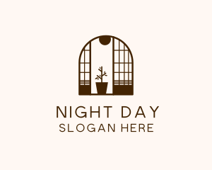 Wooden Window Plant logo design