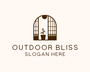 Wooden Window Plant logo design