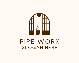 Wooden Window Plant logo design