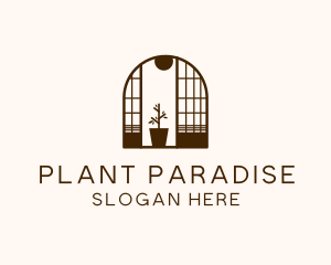 Wooden Window Plant logo design