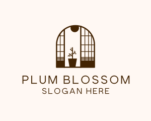 Wooden Window Plant logo design