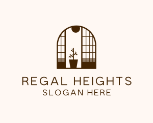 Wooden Window Plant logo design