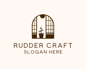 Wooden Window Plant logo design