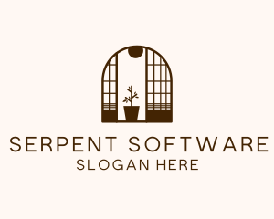 Wooden Window Plant logo design