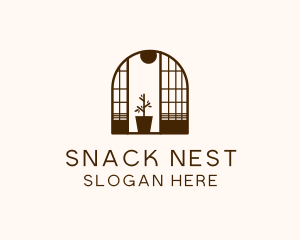 Wooden Window Plant logo design