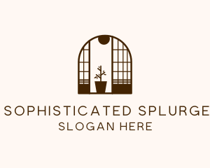 Wooden Window Plant logo design