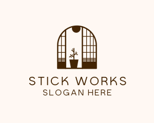 Wooden Window Plant logo design