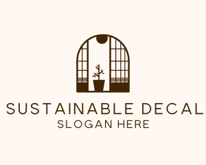 Wooden Window Plant logo design