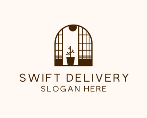 Wooden Window Plant logo design