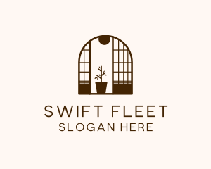 Wooden Window Plant logo design