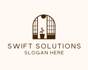 Wooden Window Plant logo design