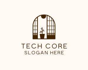 Wooden Window Plant logo design