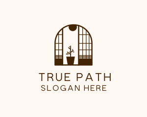 Wooden Window Plant logo design