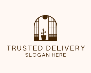 Wooden Window Plant logo design