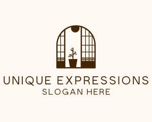 Wooden Window Plant logo design