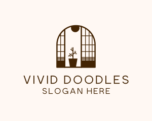 Wooden Window Plant logo design